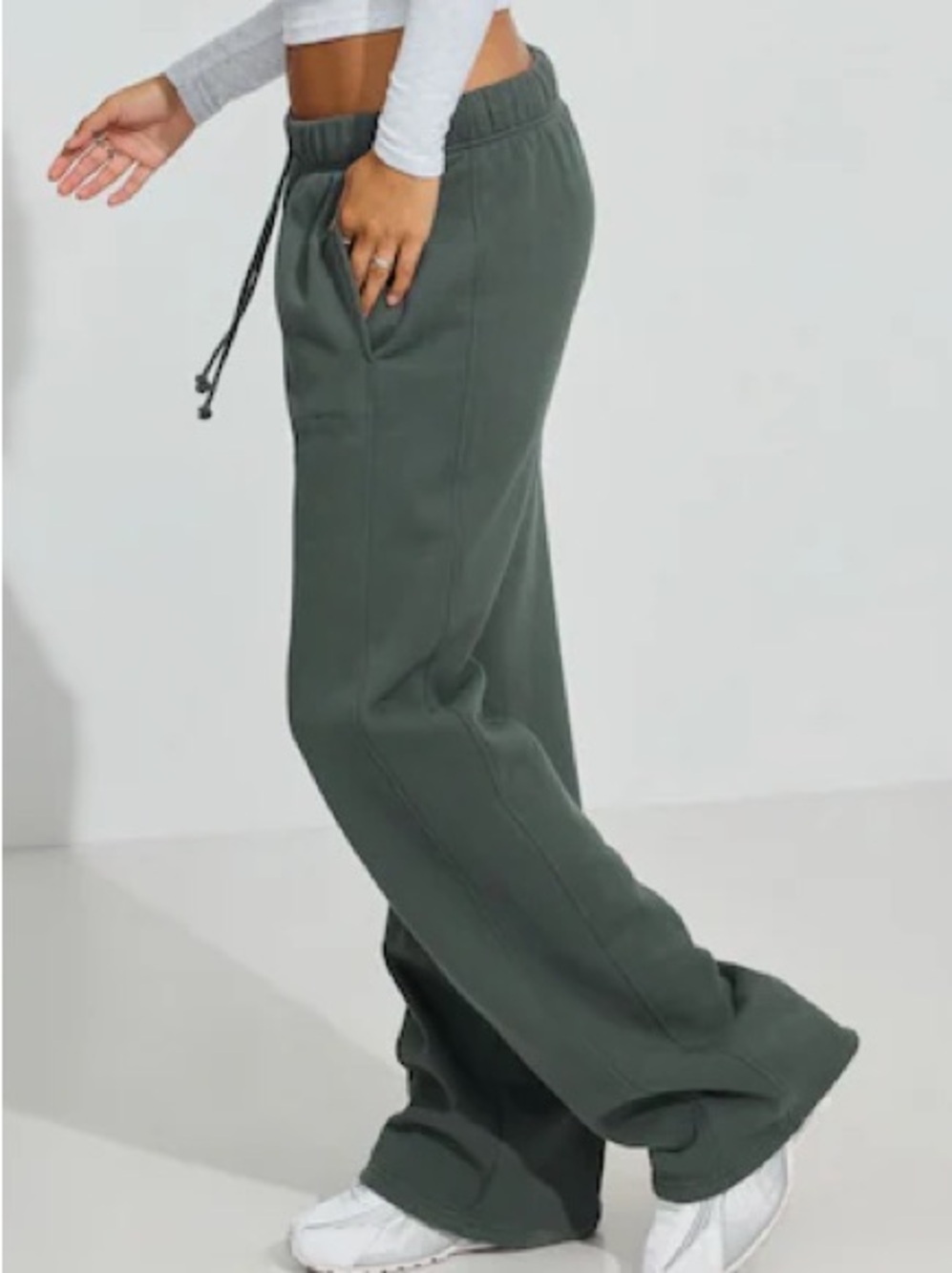 Garage Wide Leg Grey/Green Sweatpants - Picture 2 of 7